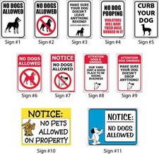Aluminum No Dogs/No Pets Signs - Choosefrom11designsand2Sizes