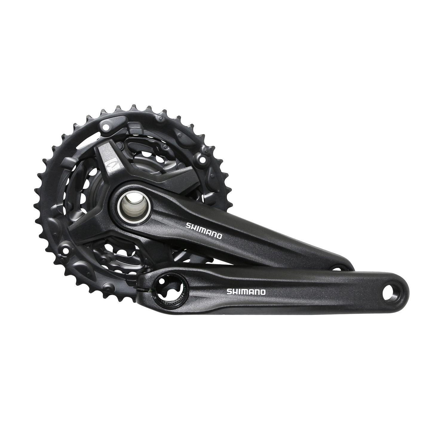 Pédalier vélo VTT Shimano MT210 9 vitesses avec manivelles 175mm et triple plateau noir
