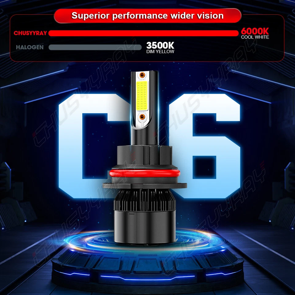 Kit de faros LED de haz alto bajo + faros antiniebla C6 para Dodge Stratus 2001-2005 Foto 2 de 4