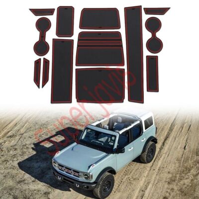 Interior Rubber Anti-Slip Door Groove Mats Gate Pad For Ford Bronco 4 Doors