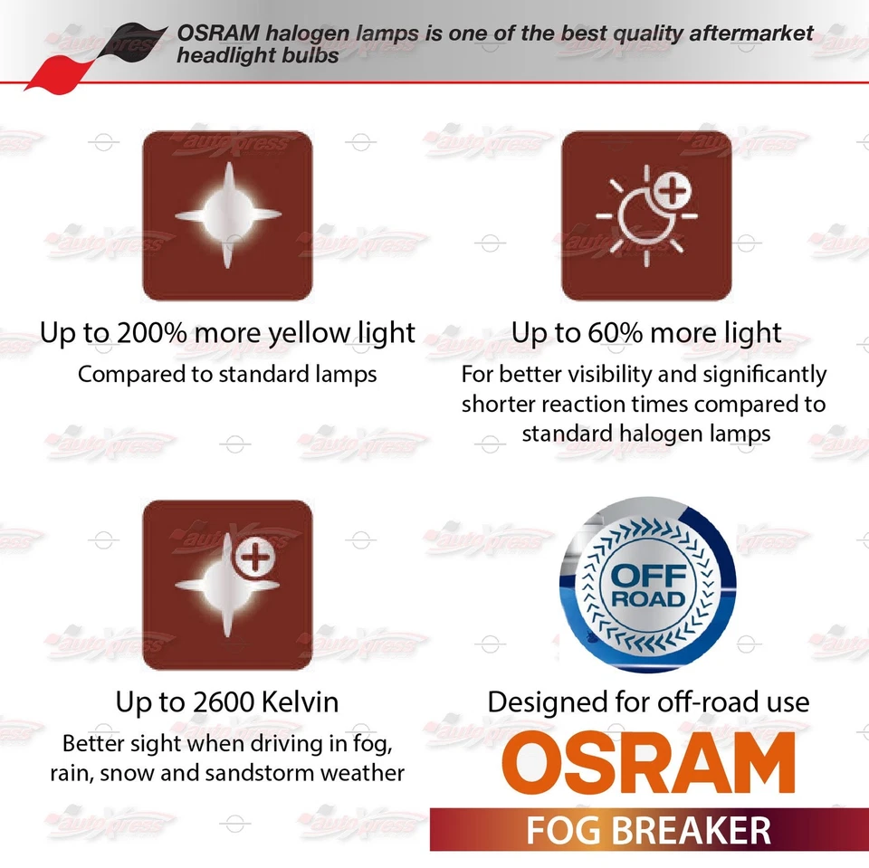 OSRAM INTERRUPTOR ANTINIEBLA Faros Bombillas Duo Lámparas 2600K AMARILLO H7 12V 55W para haz bajo Foto 3 de 4