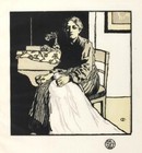 Seamstress Woodcut Art Print Emil Orlik 1896 Arts & Crafts Era Vienna Secession