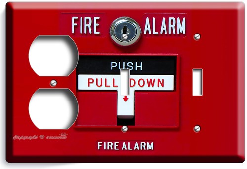 FUNNY FIRE ALARM LIGHT SWITCH OUTLET WALL PLATE COVER MAN CAVE ROOM HD ART DECOR - Picture 34 of 34