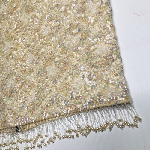 VTG 60’s Cocktail Top Iridescent Sequin & Beaded Hem Incredibly Made & Condition - 第 3/12 張圖片