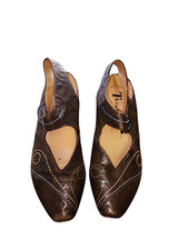 Think! Aida Cafe Kombi Leather Embroidered Kitten Heel Shoe Size EU 40 / US 8.5