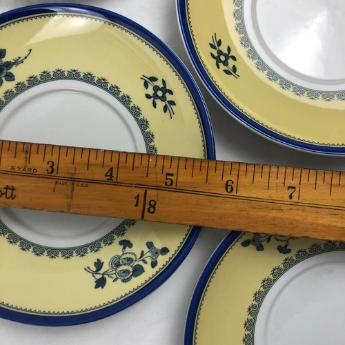 Spode Albany 5 3/4" Yellow & Blue Saucer Set of 4 Made in England Discontinued - Picture 8 of 9