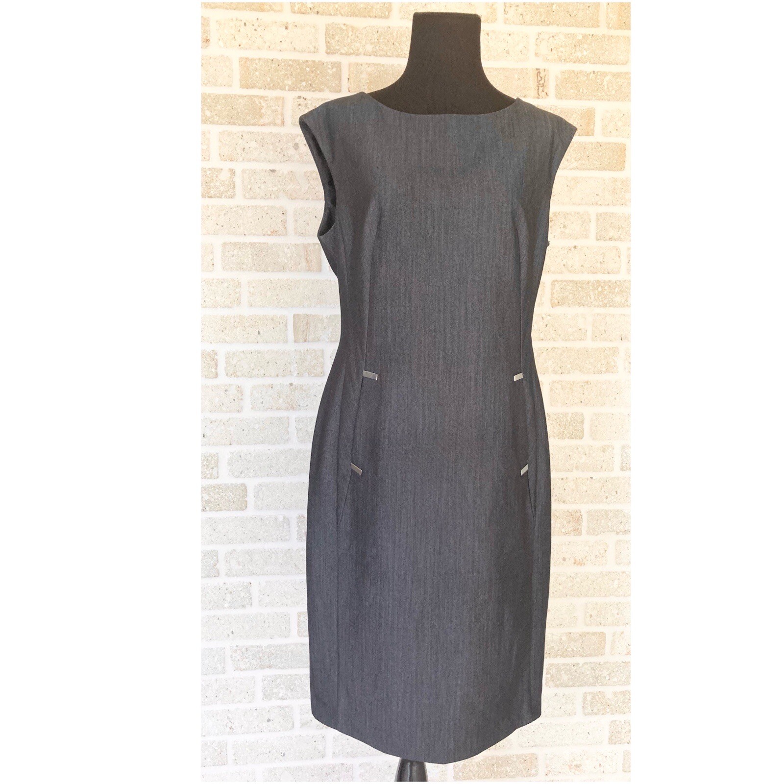 Calvin Klein Office Style Sheath Dress with Metal Emb… Gem