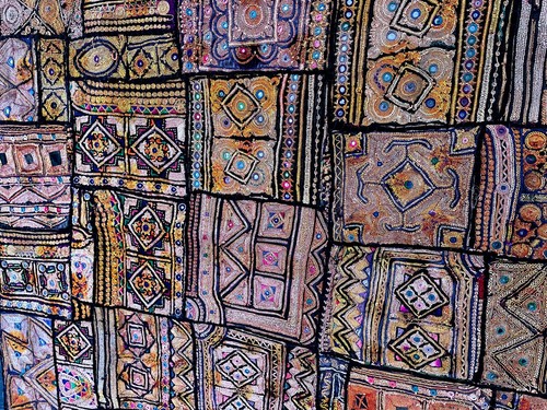 Antique Kali Zari Vintage Tapestry Embroidered Bohemian Patchwork Wall Hanging - Picture 4 of 4