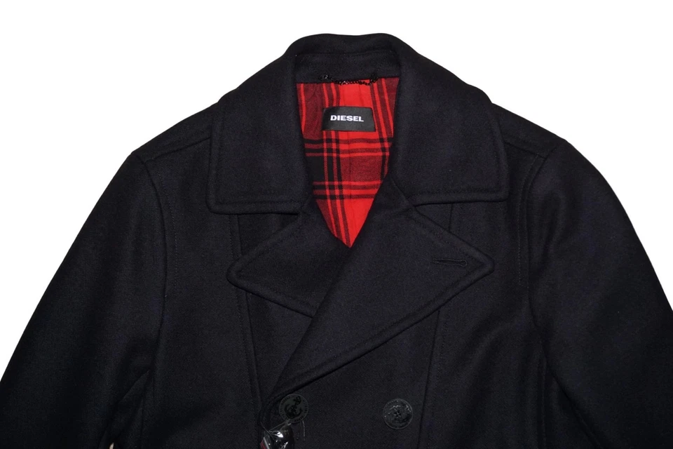 DIESEL W-BANFF WOOL BLEND PEACOAT DARK NAVY SIZE XL 100% AUTHENTIC - Image 4 of 4