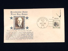 DC WASHINGTON SEPT 29 1938 FDC #833 PLATE SINGLE WARREN G. HARDING PHOTO CACHET