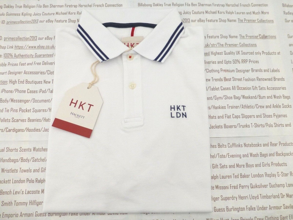 HKT Polo by HACKETT Mens White Pique Polo Shirt Reg Fit Sizes M-XXL Top NEW  R£55