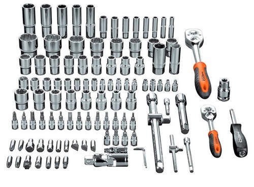 JUEGO DE LLAVES DE VASO NEO 110 PIEZAS HERRAMIENTAS TRINQUETE 1/2", 1/4", JUEGO NUEVO - Imagen 3 de 7