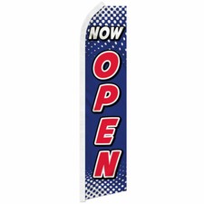 Now Open Advertising Swooper Feather Flag Open Now BL/WT