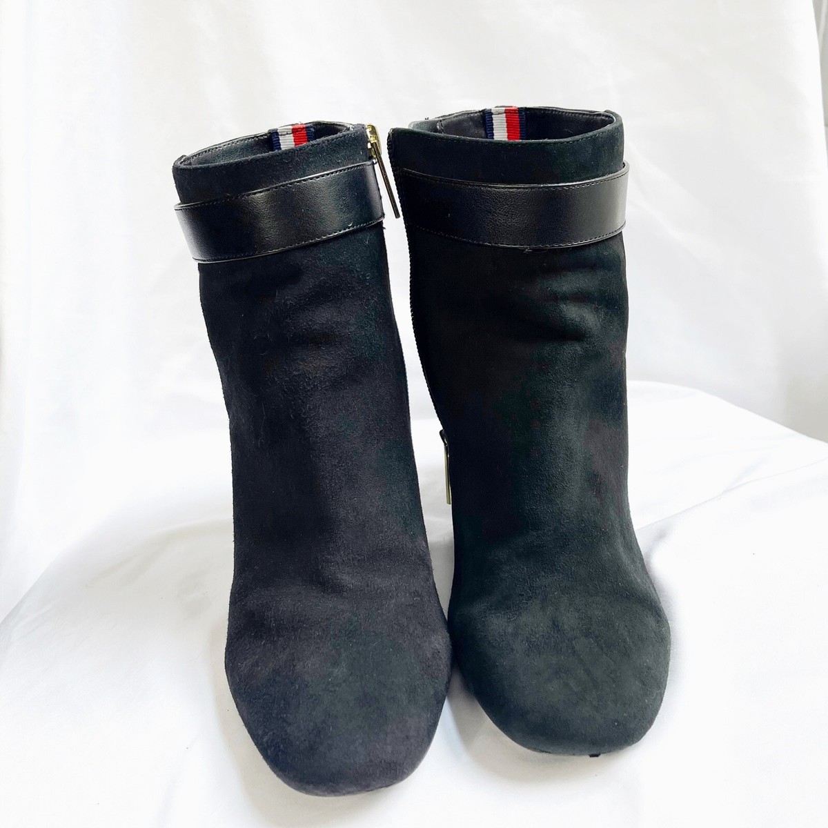 ◆Hilfiger◆ ブーツ レザー Tommy Hilfiger TWCARLYLE Black booties Slide zippers 8.5