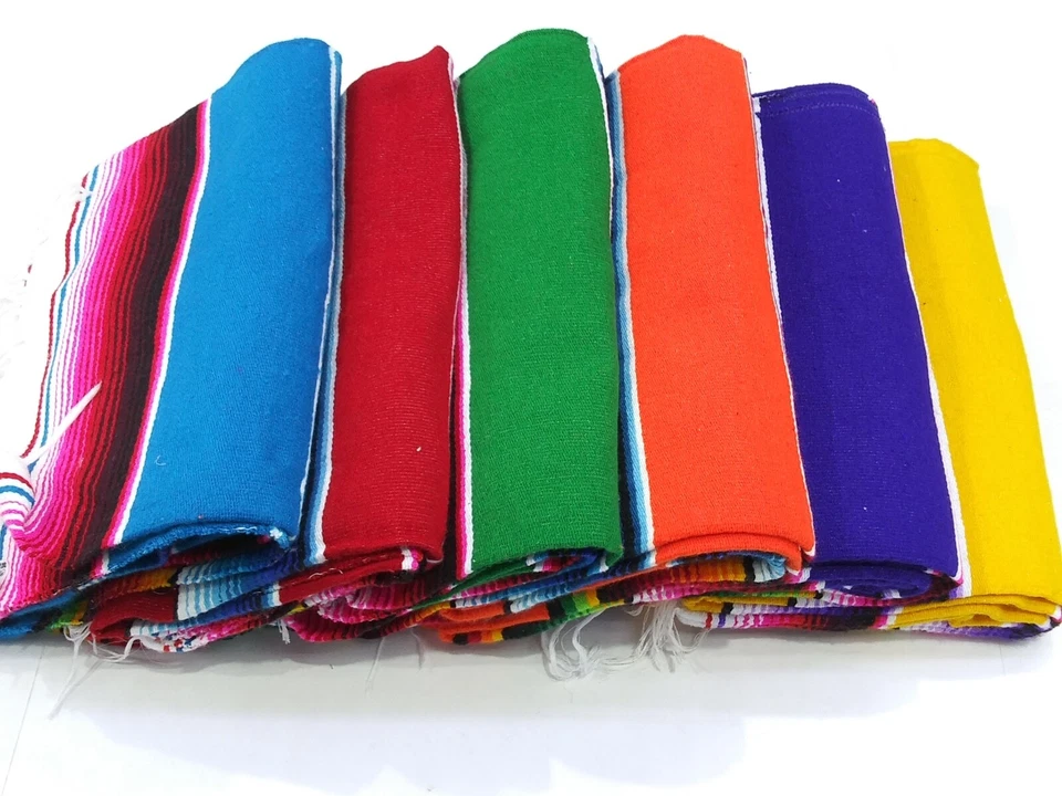 Artisan Falsa Mexican Blanket Saltillo Serape Yoga Throw Made in Mexico X-Large  - Image 4 of 4