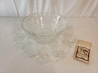 Vintage Anchor Hocking Glass 18-Piece Punch Bowl Set Arlington Original Box