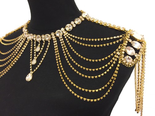 Blingustyle Fashion Women Big Bib Statement Crystals Necklace Large Long Chain - Picture 31 of 38