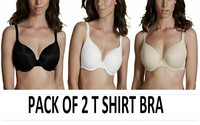 2x Ladies Padded T-Shirt Bra Full Moulded Cup Straps Underwire Brassiere Tshirt
