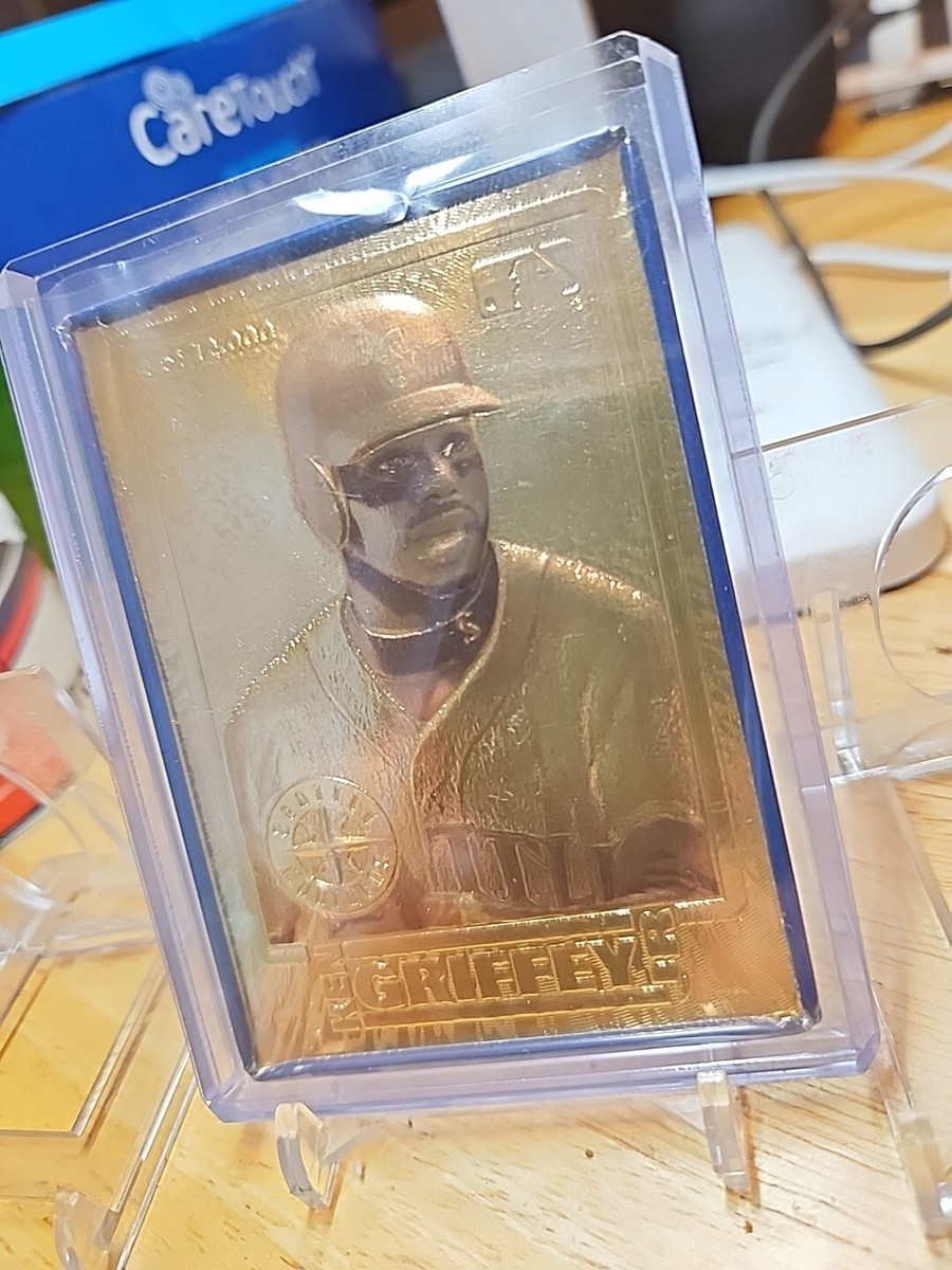 1998 METALLIC IMPRESSIONS KEN GRIFFEY JR GOLD PLATED BONUS CARD 1