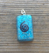 ORGONE TURQUOISE GEMSTONE RECTANGLE PENDANT ORGONITE ONE