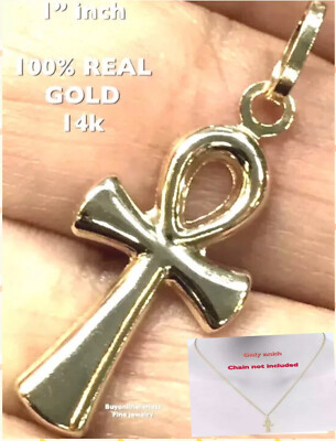 GoLD Ankh cross 14k Charm Pendant 