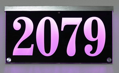 12V DC Illuminated Address Sign Plaque House Numbers LED Lighted, Auto On/Off