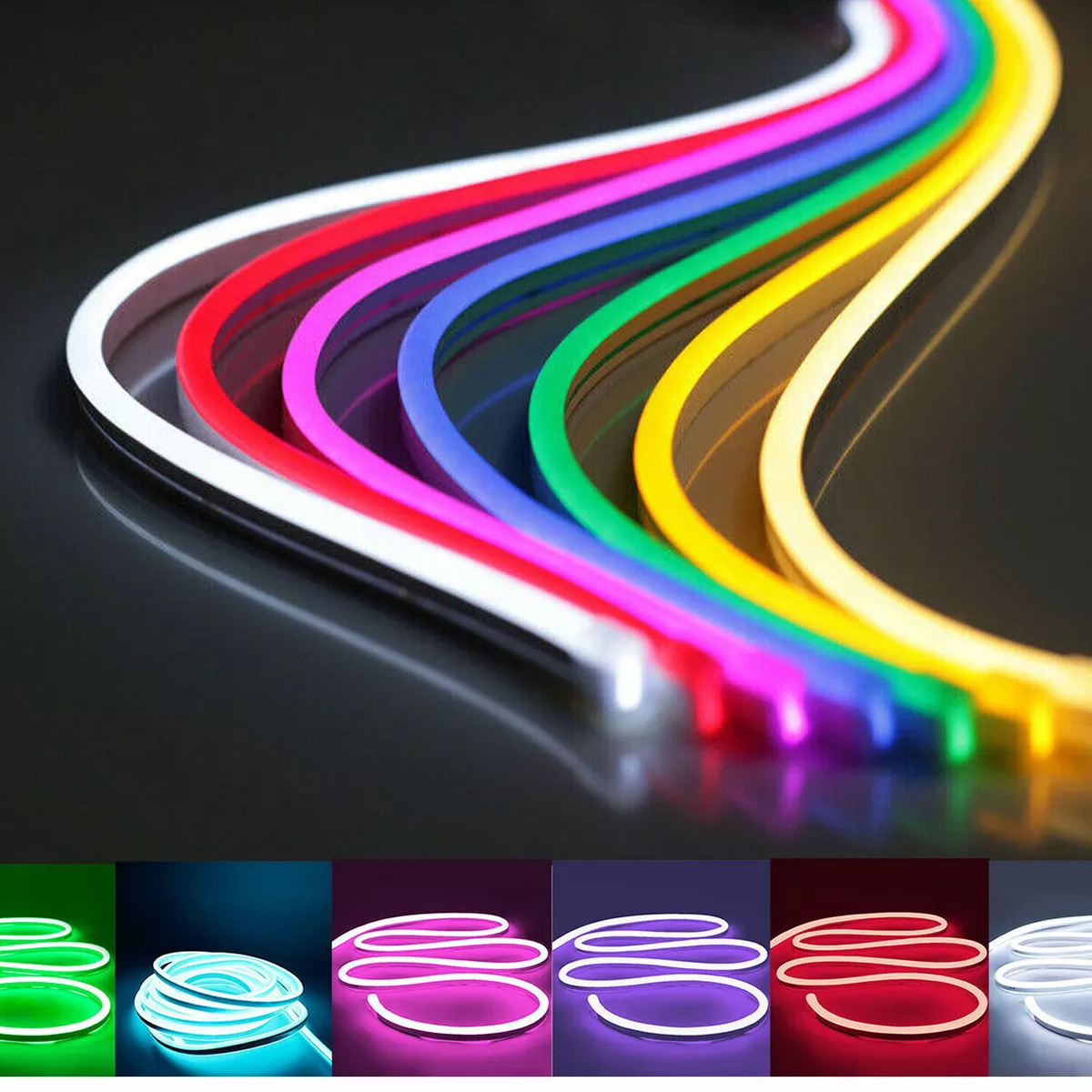 12V Flexible Strip Sign Neon Lights Silicone Tube 1M 2M 3M 5M USA eBay