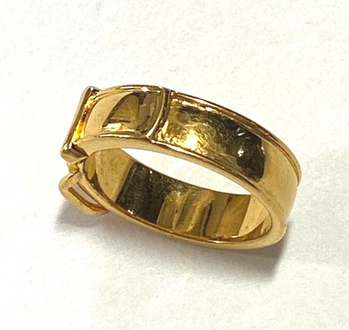 Anillo de bufanda de metal Hermes motivo cinturón dorado #3240 - Imagen 6 de 8