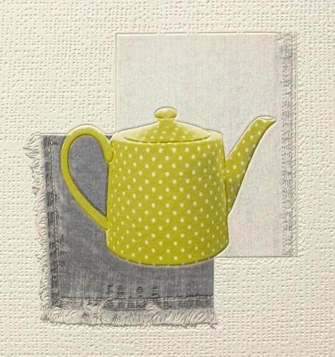 Grey & Green Teapots & Cups on a Cream Background, Washable Kitchen Wallpaper - Picture 6 of 7