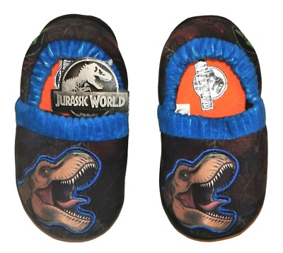 JURASSIC WORLD T-REX Boys Dinosaur Plush Slippers Size 7-8, 9-10 or 11-12  NWT