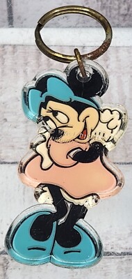 Minnie Mouse Blue Hair Bow Pink Dress Vintage Keychain Walt  display picture 1