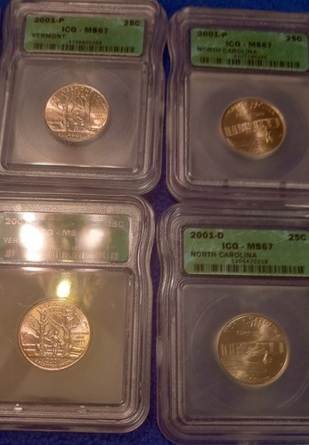 10 STATE QUARTERS LOT (2 EACH) P&D RI, NY, VT, NC,KY All 2000 ICG MS67 SLAB - Picture 9 of 24