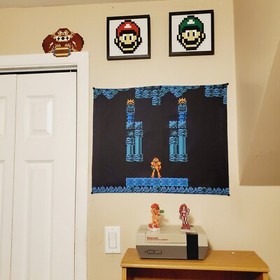 Metroid mousepad +  tapestry Samus Aran banner wall flag retro Nes game room