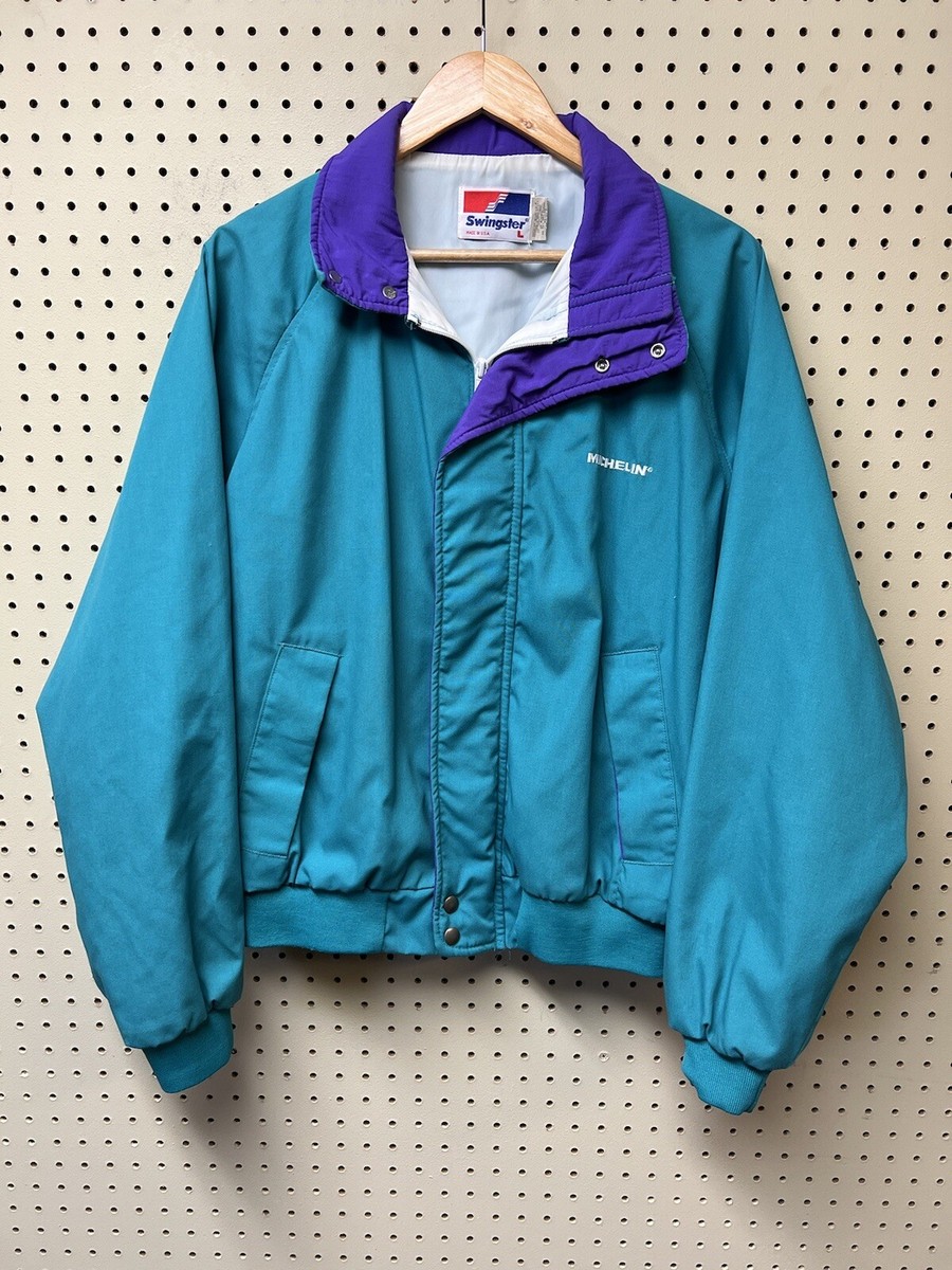 70s USA製 MICHELIN ワークジャケット Swingster Vintage Michelin Swingster Jacket Mens Large Green Purple Zip