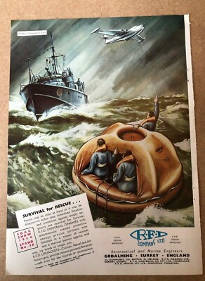 1954 Flugzeug Werbung RFD SURVIVAL UNIVERSAL JOLLEN RETTUNGSWESTEN LUFTFAHRT