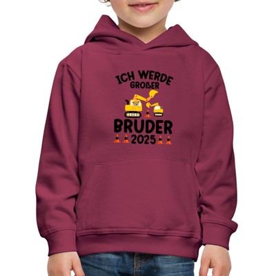 Ich Werde Großer Bruder 2025 Bagger Schwarz Kinder Premium Hoodie