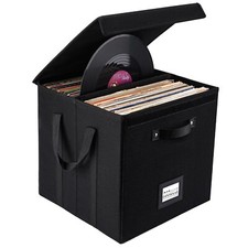 Vinyl Record Storage Box, Vinyl Record Case for LP Album Storage, 13 Inch Lin...