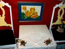 Yellow Roses Green Field OLD VINTAGE ORIGINAL Signed B Drennan Pastel Art FRAMED