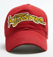 Cessna Vintage Logo Baseball Cap, Red, General Aviation, Airplanes  HAT-0103