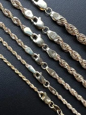 Men's Women's Real 10k Yellow Gold Hollow Rope Chain Necklace 1.5mm-4.5mm 16-30"