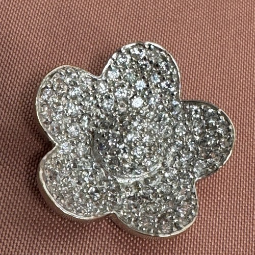 Unique 18ct White Gold Flower Pendant 1ct Diamonds + Chain 12g 45cm - Picture 7 of 11