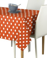 White Dot on Orange Signature Tablecloth Assorted Sizes