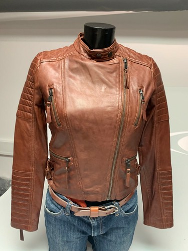 Brand New Tan Real Leather Biker Jacket 