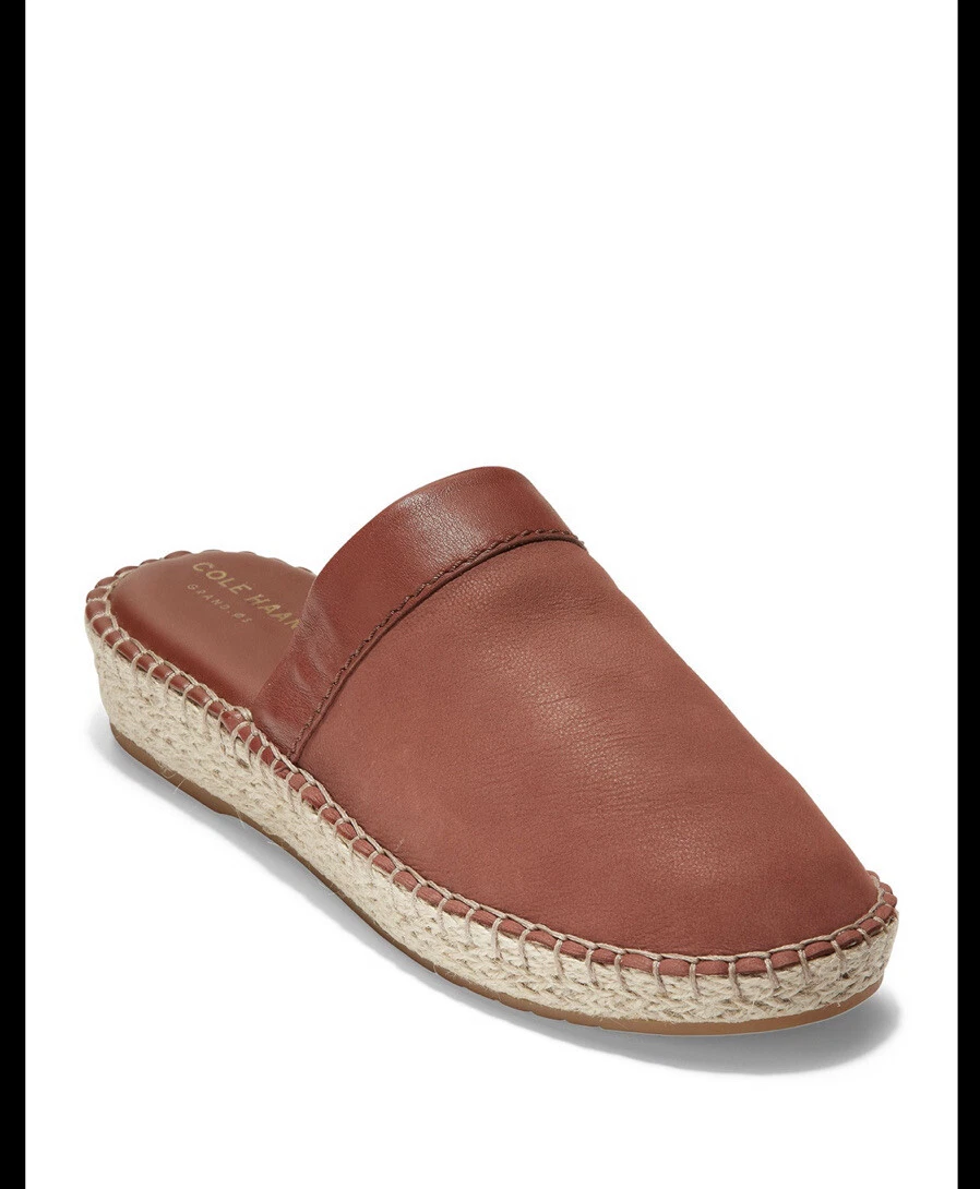 New COLE HAAN Cloudfeel Espadrille Mule Size 7.5 Shoes Cherry Mah