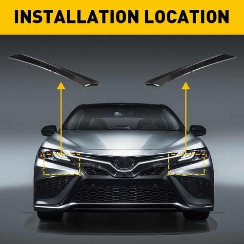 For 2018-2022 Toyota Camry SE XSE Front Headlight Black Eyelid Molding Trim Pair - Bild 6 von 19