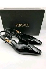 Versace Medusa '95 Slingback Kitten Heel Pumps Black EU 38.5 US 8.5 $850 NWT Box