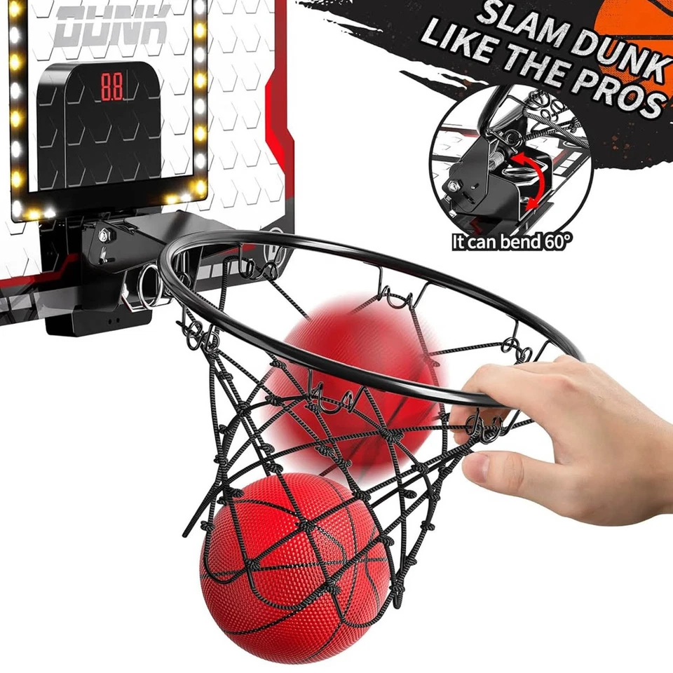 TEMI Basketballkorb Indoor, LED-Licht Mini-Basketballkorb mit 4 Bällen & - Bild 4 von 4