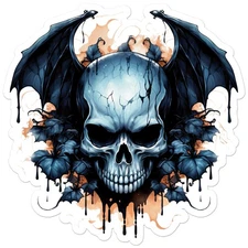 Skull Bat Wings - Vinyl Decal Sticker - Car Window Laptop - ebn11137