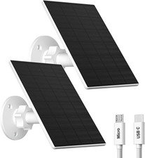 Solar Panel for Security Camera, 2 Pack 2W Solar Charger with Micro USB USB-C