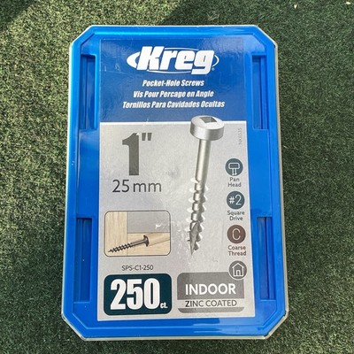 Kreg 1 in. #2 Square Drive Round Head Zinc Pocket-Hole Screws (250-Pack) box